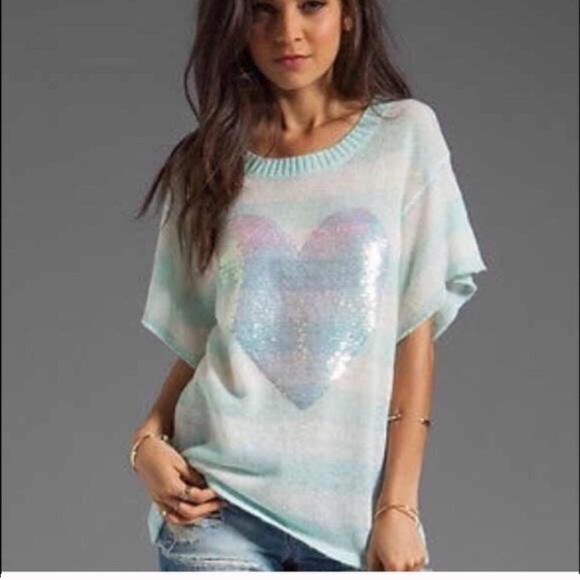 Wildfox Sweaters - White Fox | Brigette Bardot Sequin Heart Sweater